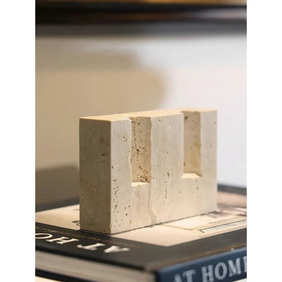 BowLift | Vintage Travertine Stone Taper Candle Holder