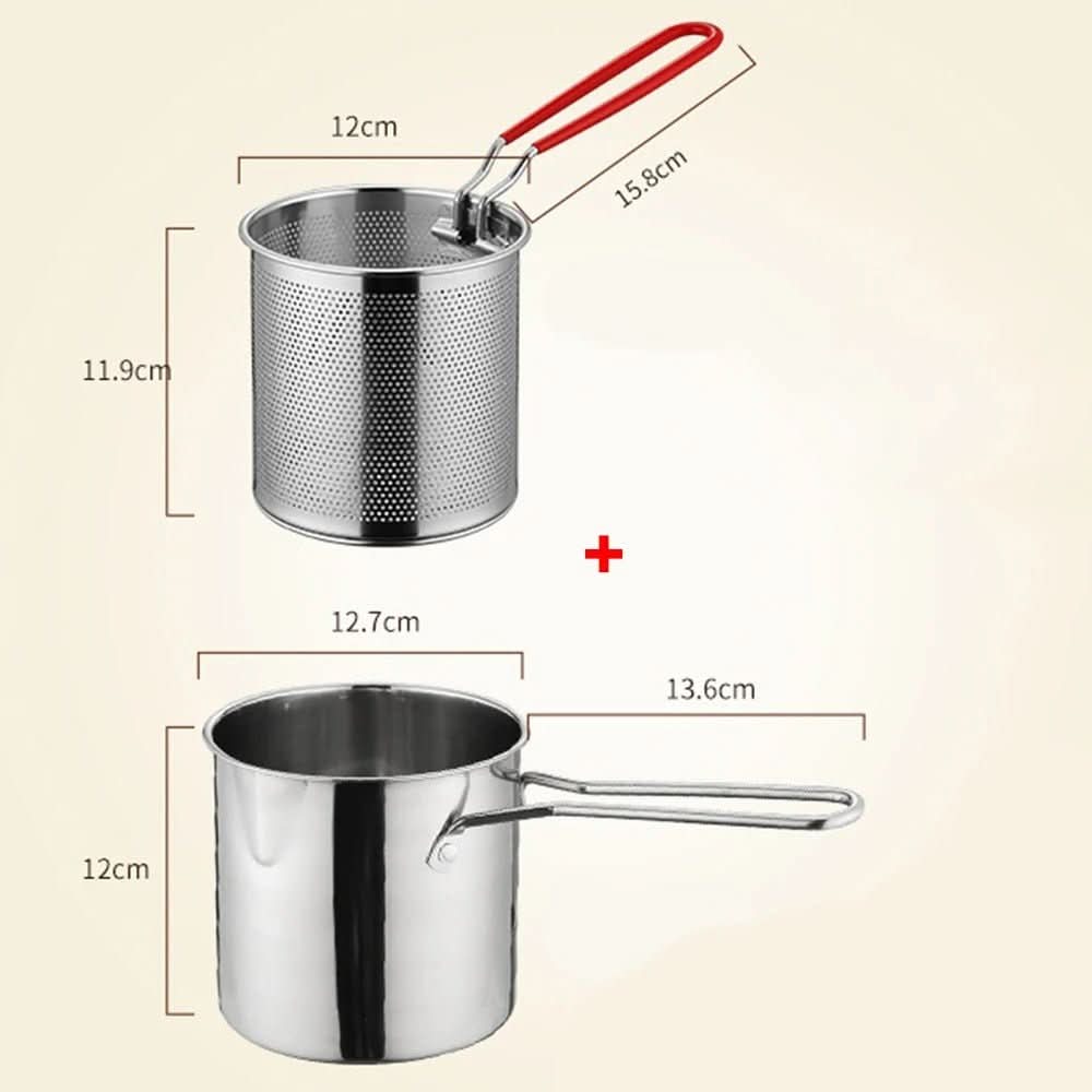 BowLift | Stainless steel deep fryer with anti-scald handle & oil-saving design