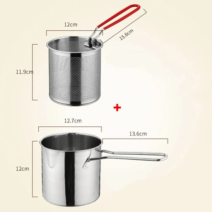 BowLift | Stainless steel deep fryer with anti-scald handle & oil-saving design