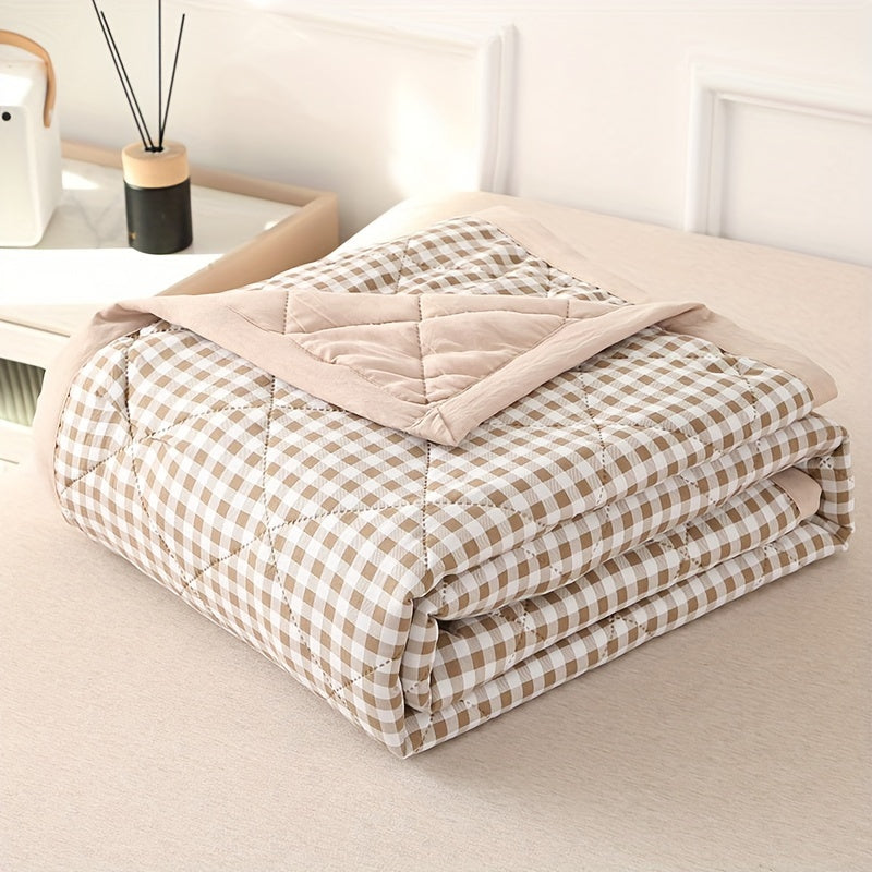 Elegant Preppy Plaid Summer Blanket for Cool Nights | Bowlift