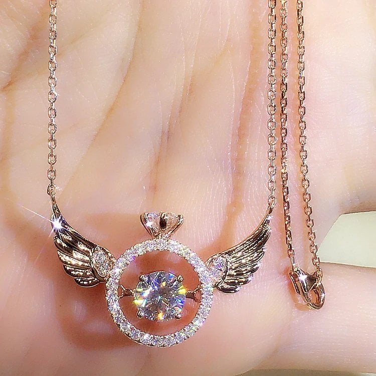 BowLift | Angel Wings Necklace – Titanium Steel Pendant with Strass