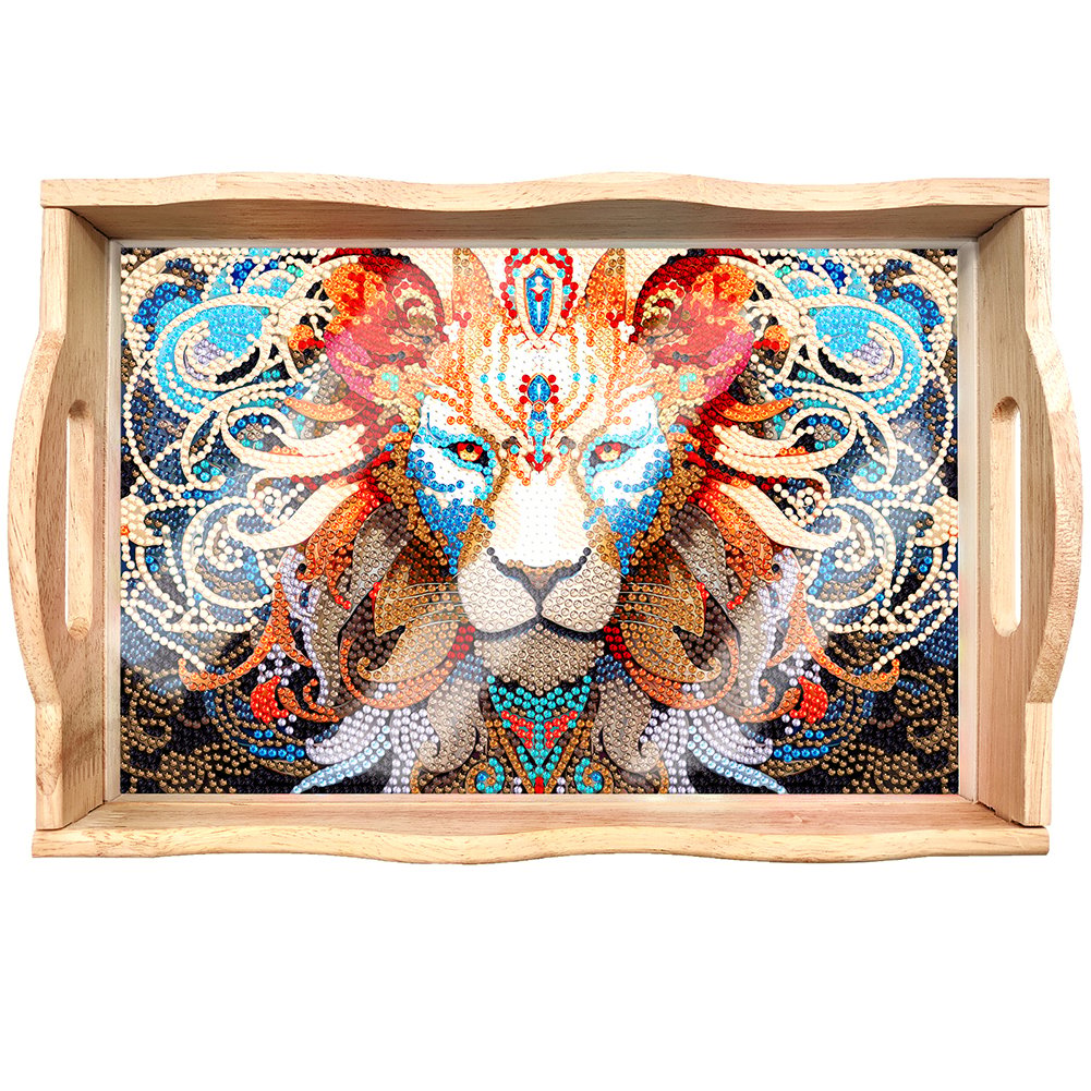 BowLift | DIY Diamond Painting Wooden Tray Food Tray with Handle Living Room Decoration Mandala Wooden Tray Kit