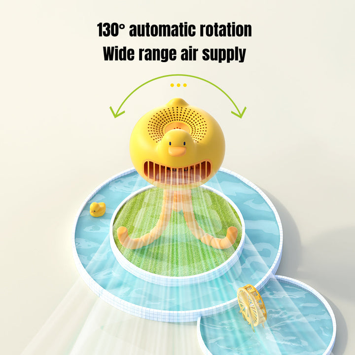 Yellow Duck Bladeless Baby Stroller Fan with 130° Auto Rotation | Bowlift