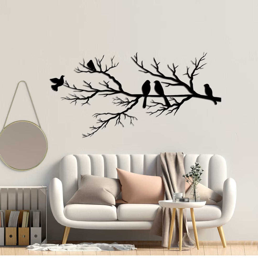 BowLift | Modern Metal Wall Art – NatureCraft Bird Design – Black Geometric Wall Decoration