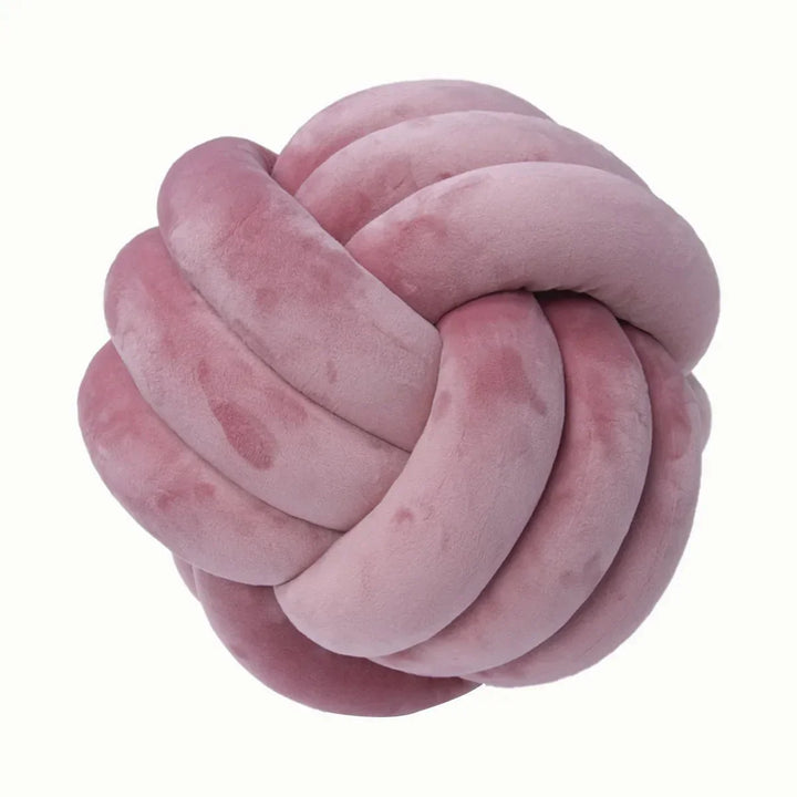BowLift | Decorative, soft cushion with knotted ball in suede look