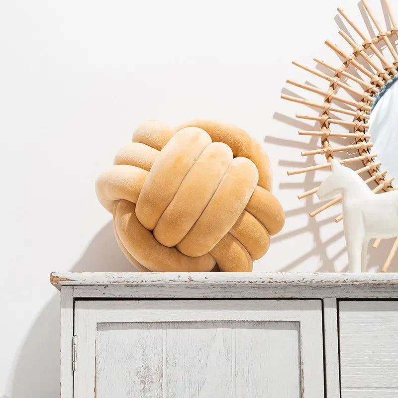 BowLift | Decorative knotted suede-look ball soft cushion