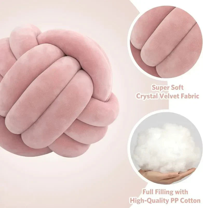 BowLift | Decorative, soft cushion with knotted ball in suede look