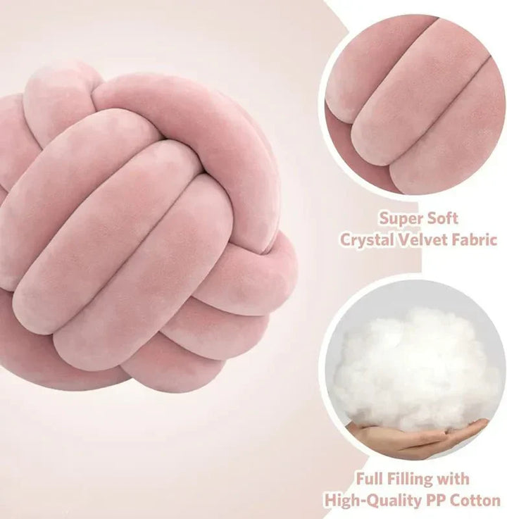 BowLift | Decorative knotted suede-look ball soft cushion