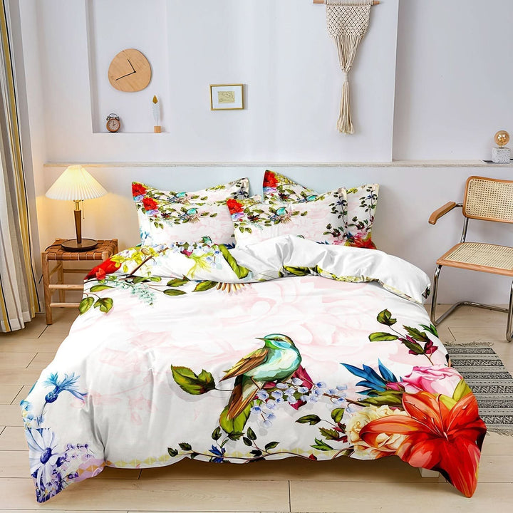 BowLift | Luxury Cotton Floral and Bird Duvet Cover Set