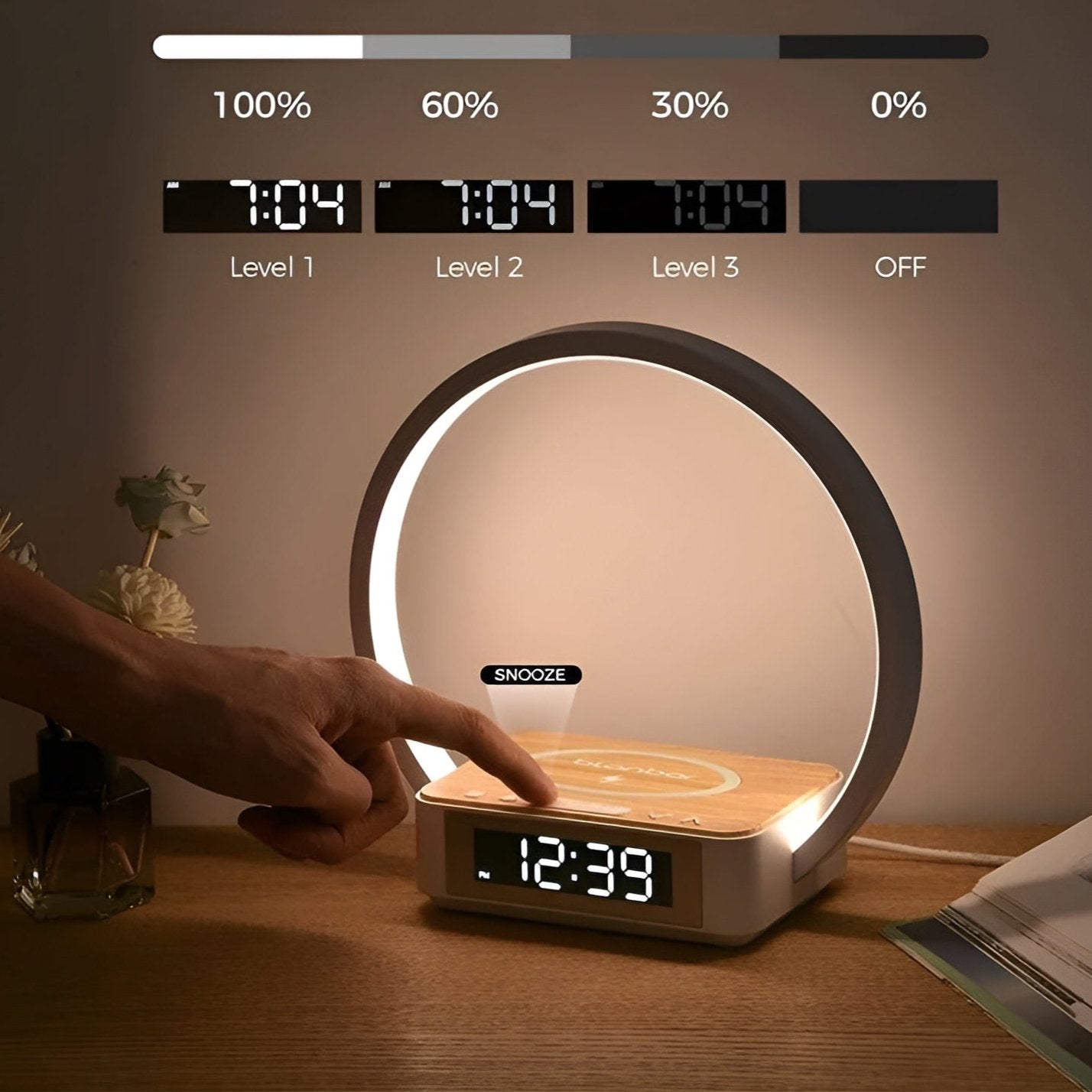BowLift | Design Night Light with Charger and Gentle Wake Function - LumoRise
