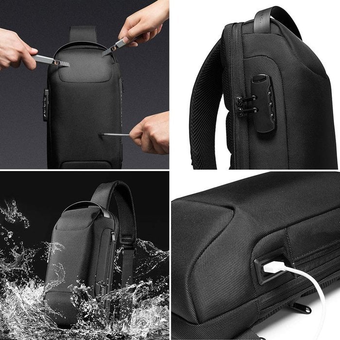 BowLift | Anti-Theft Crossbody Bag | Landy Carry Without Worry | Waterproof Oxford | USB Charging Port | Unisex Travel Pack