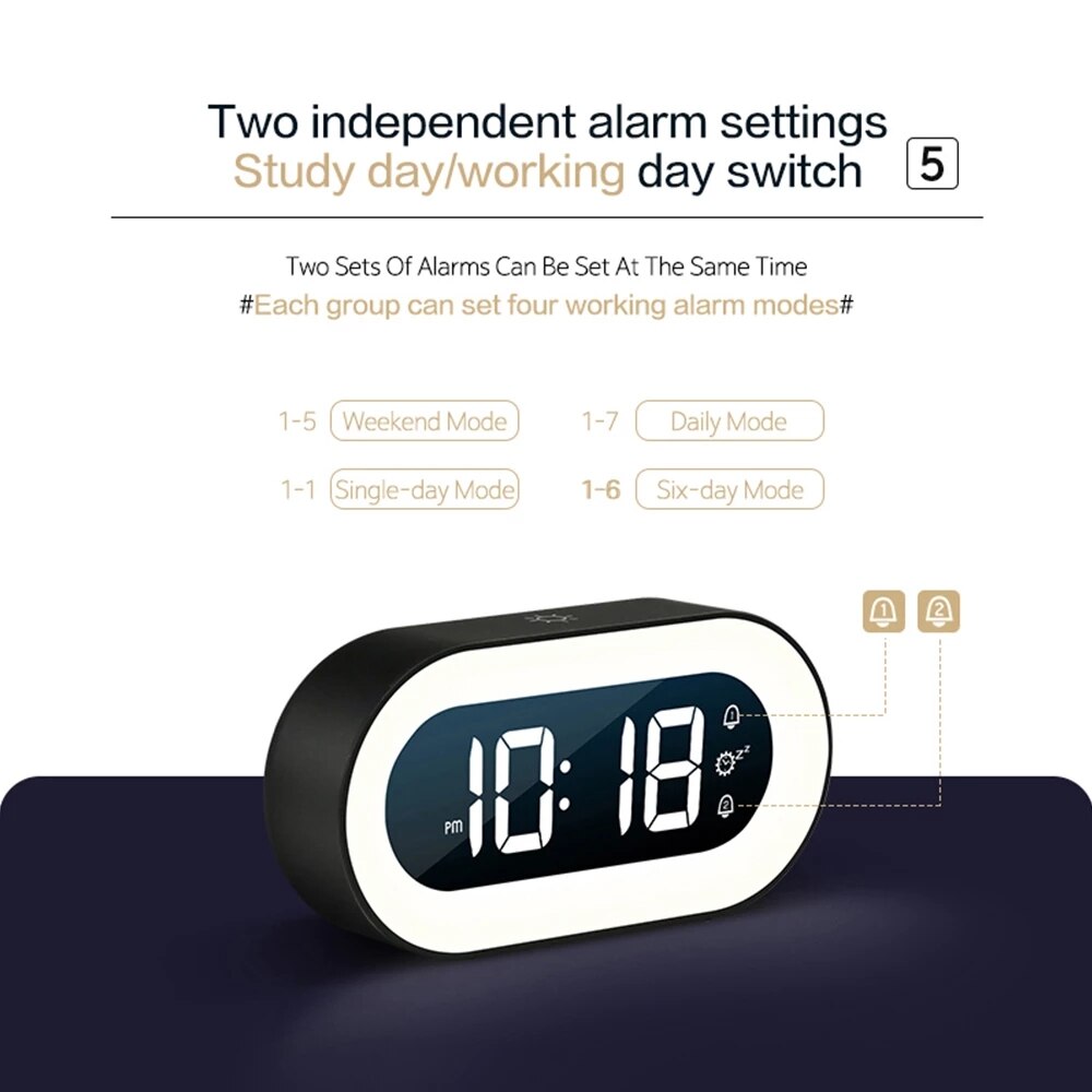 BowLift | Digital Alarm Clock with Nightlight – Lumino