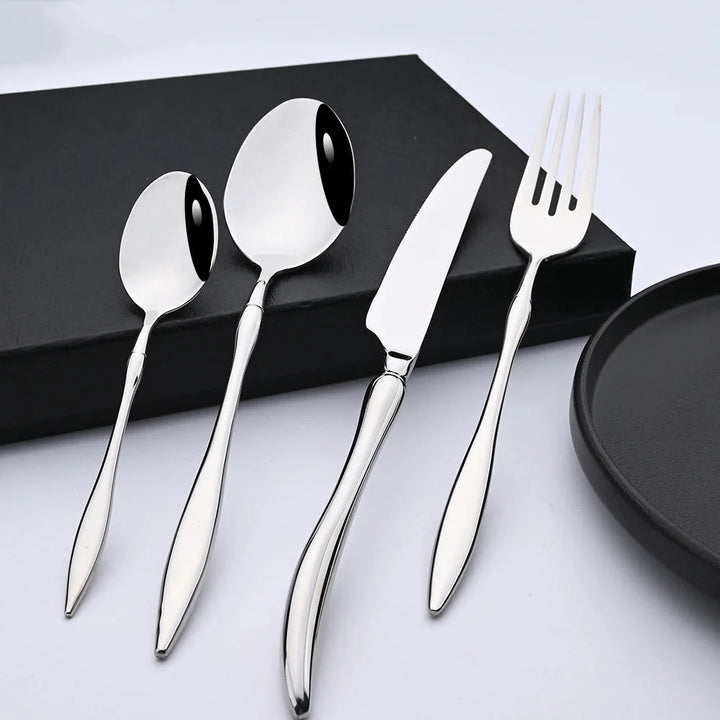 Dinnerware Vintage Cutlery Set Stainless Steel Mirror Silverware Set | Bowlift