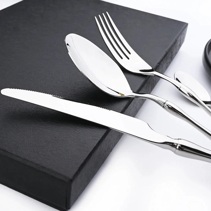 Dinnerware Vintage Cutlery Set Stainless Steel Mirror Silverware Set | Bowlift