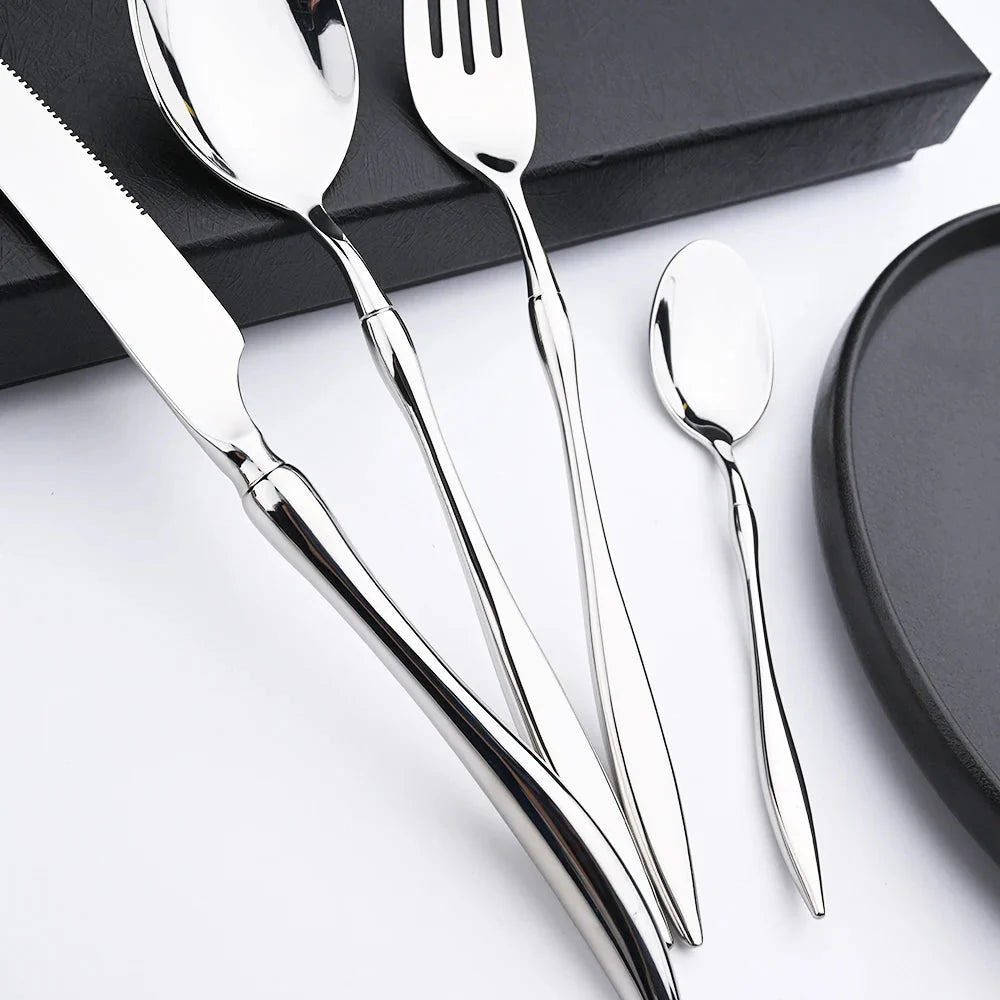 Dinnerware Vintage Cutlery Set Stainless Steel Mirror Silverware Set | Bowlift