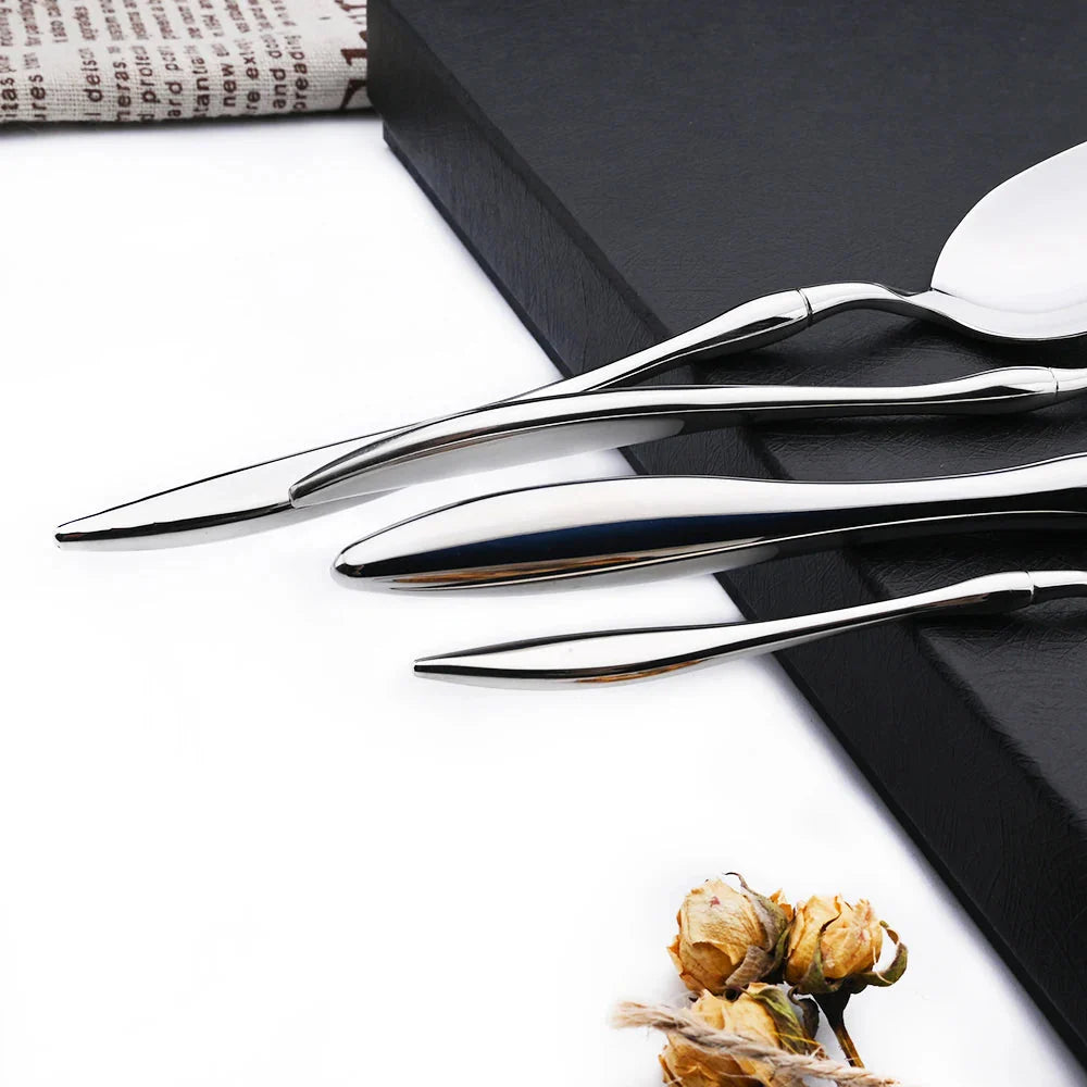 Dinnerware Vintage Cutlery Set Stainless Steel Mirror Silverware Set | Bowlift