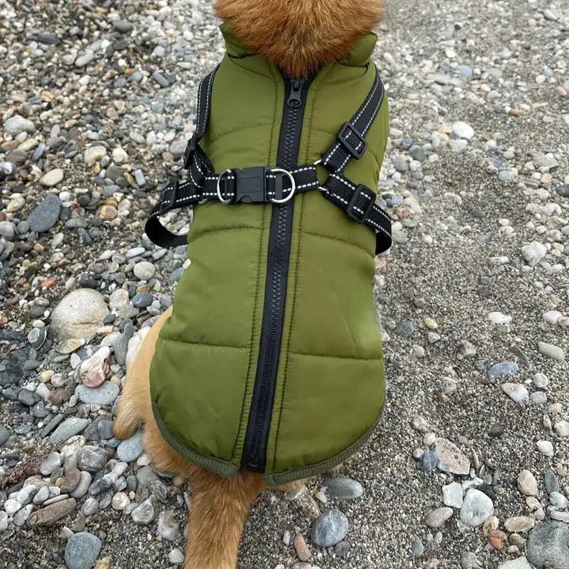 BowLift | Waterproof Dog Jacket for Winter with Reflective Built-In Harness