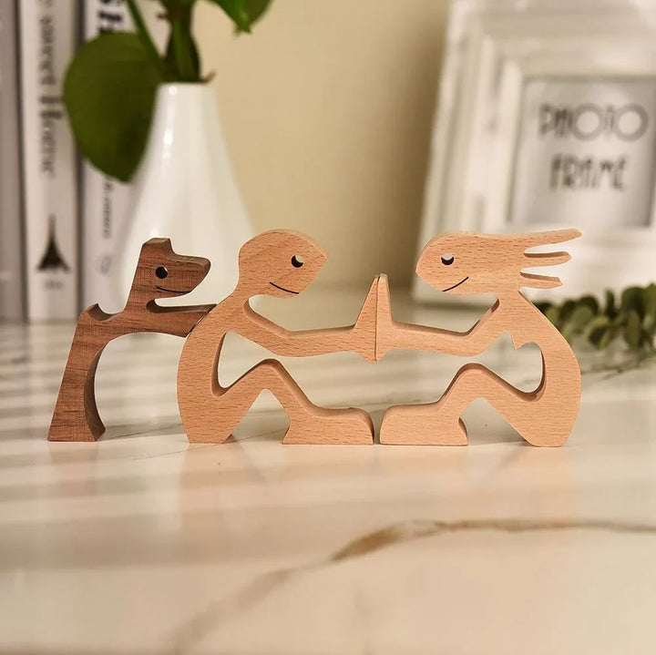 TimberPaw Handcrafted Dog Figurine Bowlift