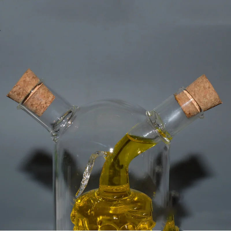 Double Glass Seasoning Bottle Condiment Bottles Oiler Kitchen Supply | Bowlift