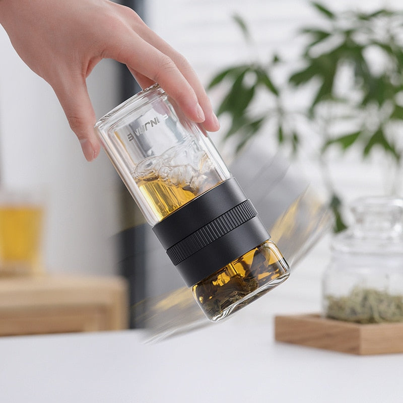 Double Wall Tea Glass Bottle Water Bottles With Tea Infuser Tumbler | Bowlift