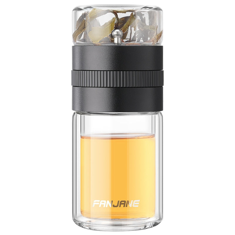 Double Wall Tea Glass Bottle Water Bottles With Tea Infuser Tumbler | Bowlift
