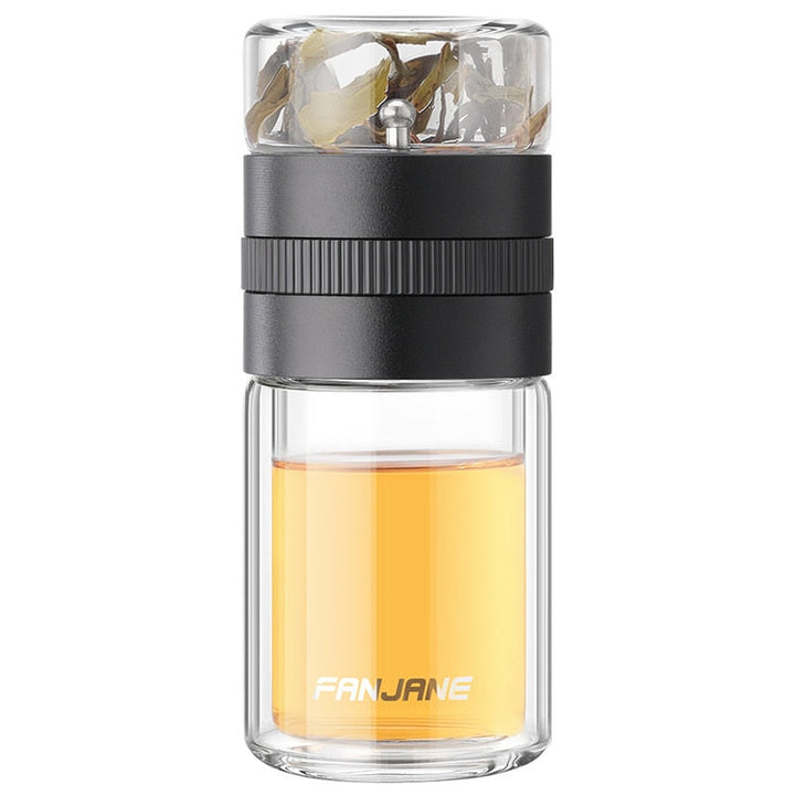 Double Wall Tea Glass Bottle Water Bottles With Tea Infuser Tumbler | Bowlift