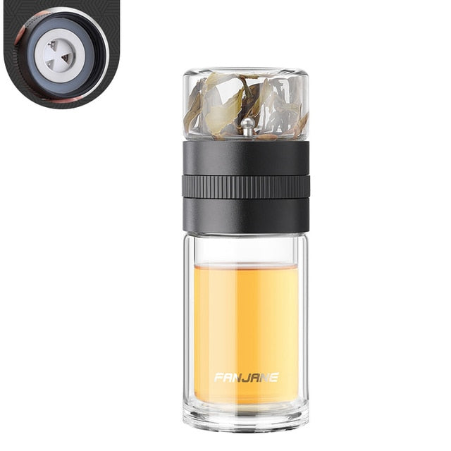 Double Wall Tea Glass Bottle Water Bottles With Tea Infuser Tumbler | Bowlift