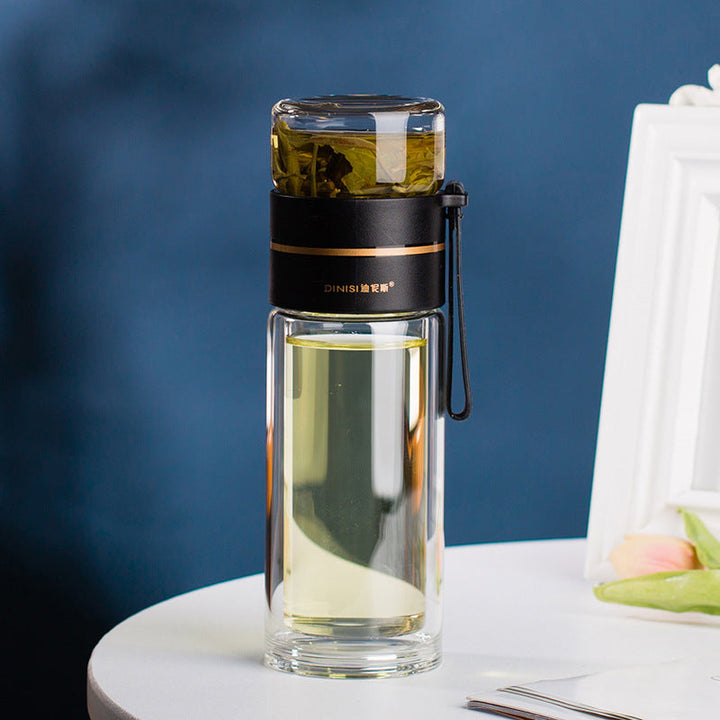 BowLift | Double-Walled Glass Water Bottle with Tea Infuser - PureBrew