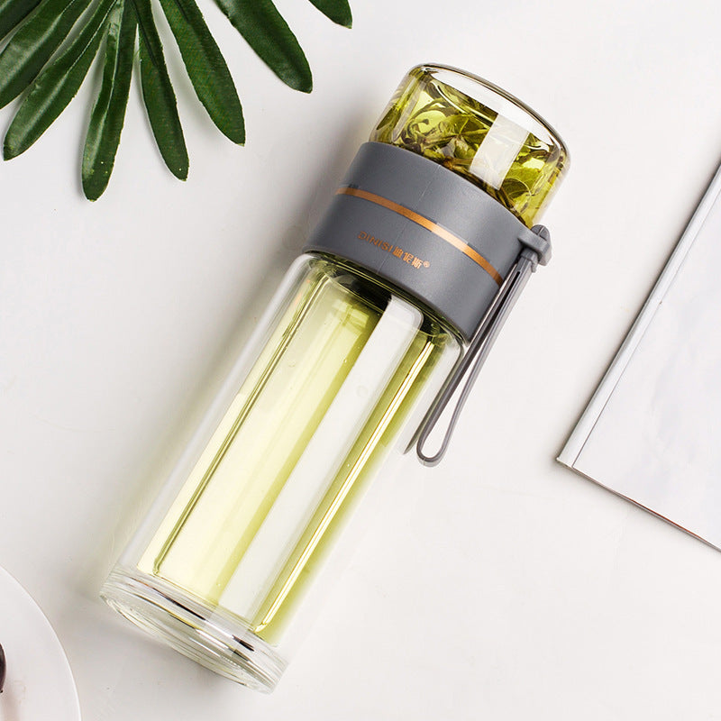 BowLift | Double-Walled Glass Water Bottle with Tea Infuser - PureBrew