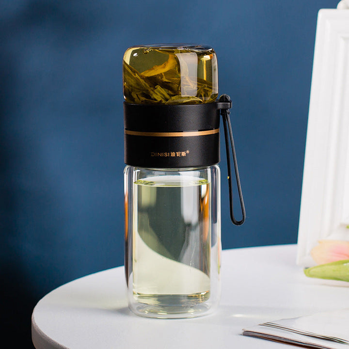 BowLift | Double-Walled Glass Water Bottle with Tea Infuser - PureBrew
