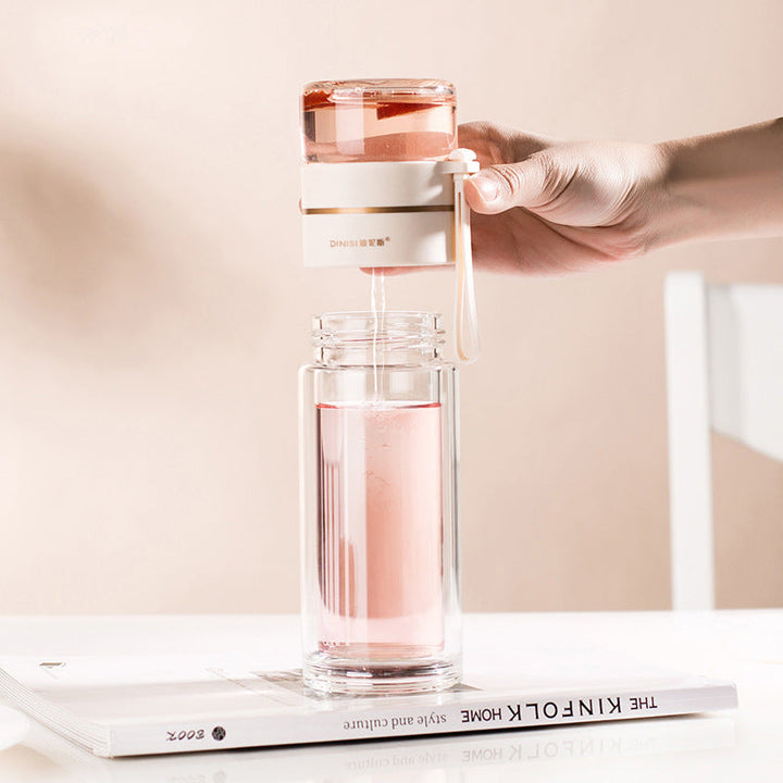 BowLift | Double-Walled Glass Water Bottle with Tea Infuser - PureBrew