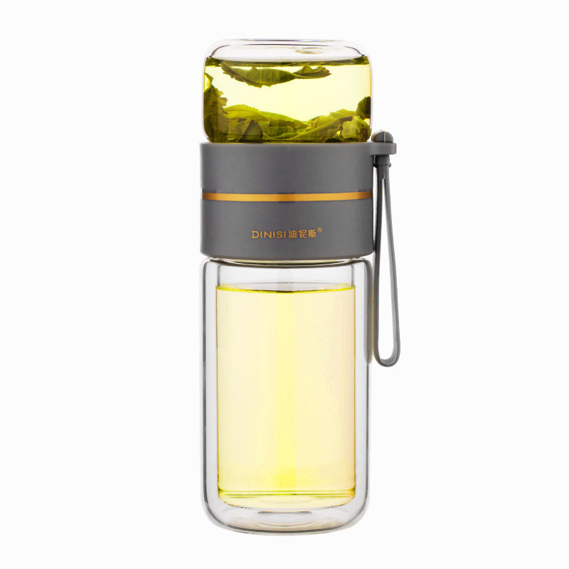 BowLift | Double-Walled Glass Water Bottle with Tea Infuser - PureBrew