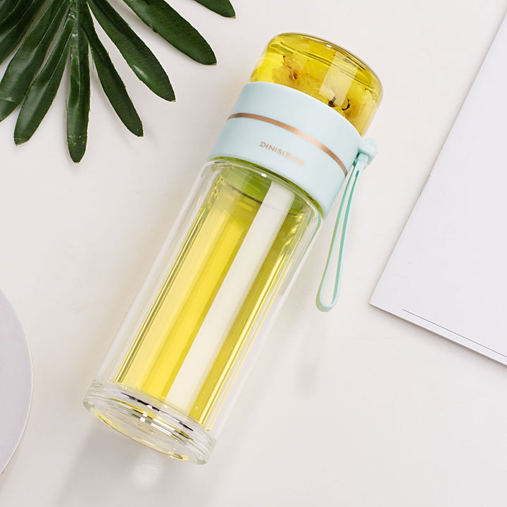 BowLift | Double-Walled Glass Water Bottle with Tea Infuser - PureBrew