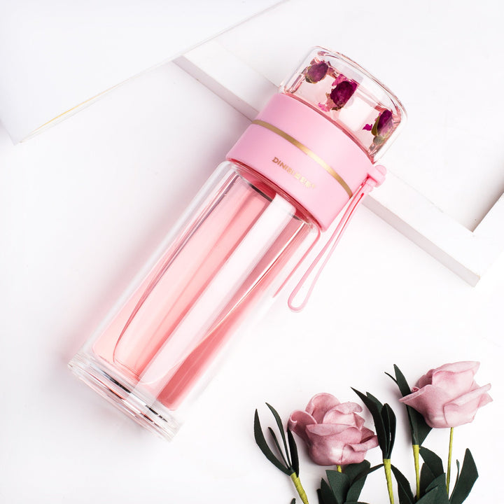 BowLift | Double-Walled Glass Water Bottle with Tea Infuser - PureBrew