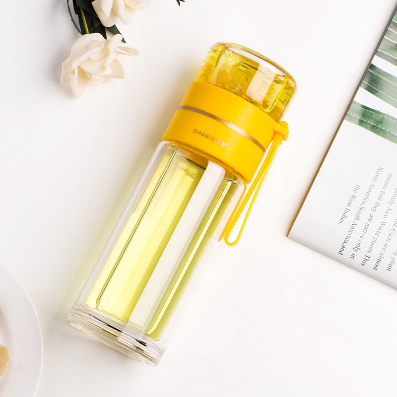 BowLift | Double-Walled Glass Water Bottle with Tea Infuser - PureBrew