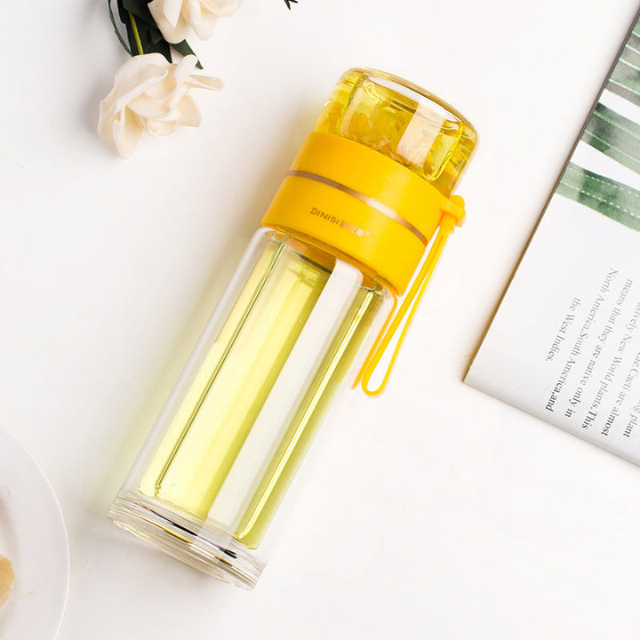 BowLift | Double-Walled Glass Water Bottle with Tea Infuser - PureBrew
