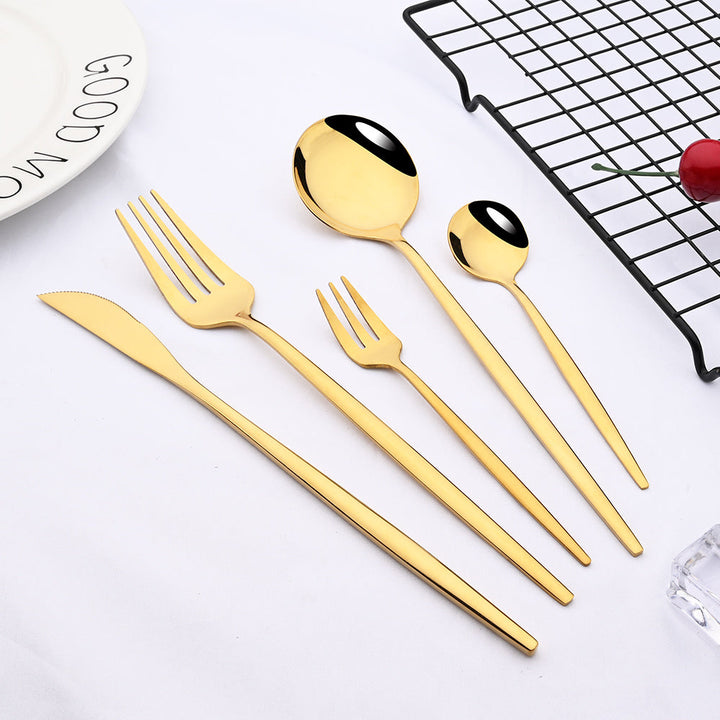 Stainless Steel Premium Dinnerware Set - Includes Steak Knife, Fork, Coffee Spoon, Teaspoon and Flatware Bowlift