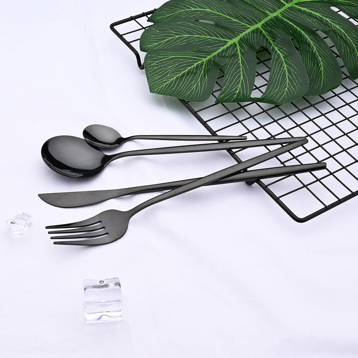 Stainless Steel Premium Dinnerware Set - Includes Steak Knife, Fork, Coffee Spoon, Teaspoon and Flatware Bowlift