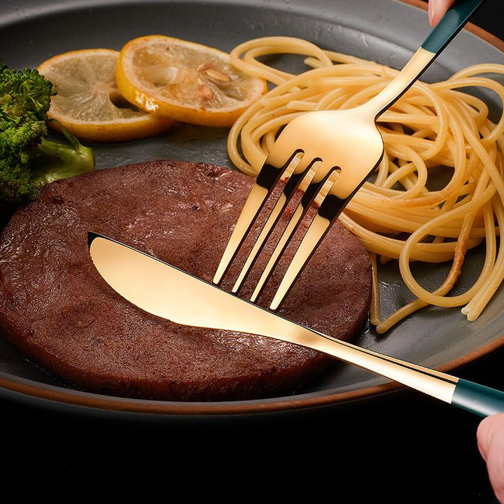Stainless Steel Premium Dinnerware Set - Includes Steak Knife, Fork, Coffee Spoon, Teaspoon and Flatware Bowlift