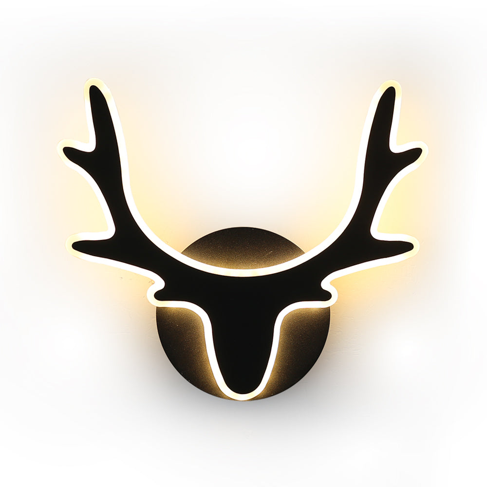 Wall lamp in Scandinavian style with deer antler decoration, modern LED lighting | Bowlift