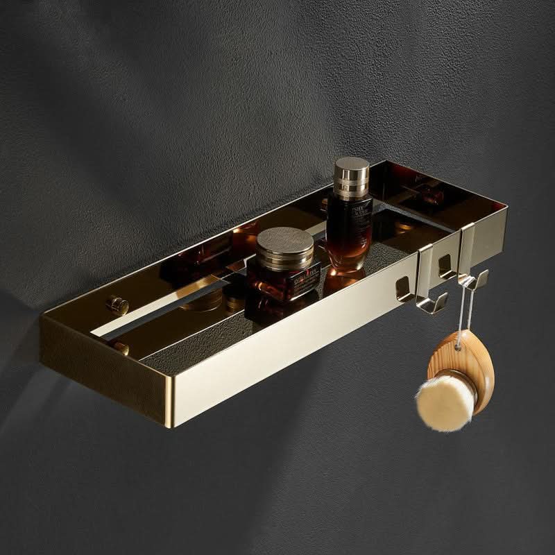 BowLift | ShowerRack - Golden bathroom shelf with hooks