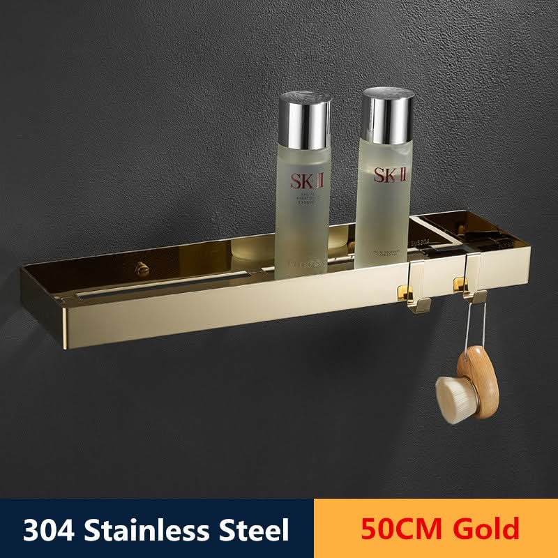 BowLift | ShowerRack - Golden bathroom shelf with hooks