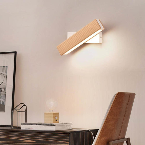 Nordic swivel LED wall light | Minimalist wood design | Bowlift