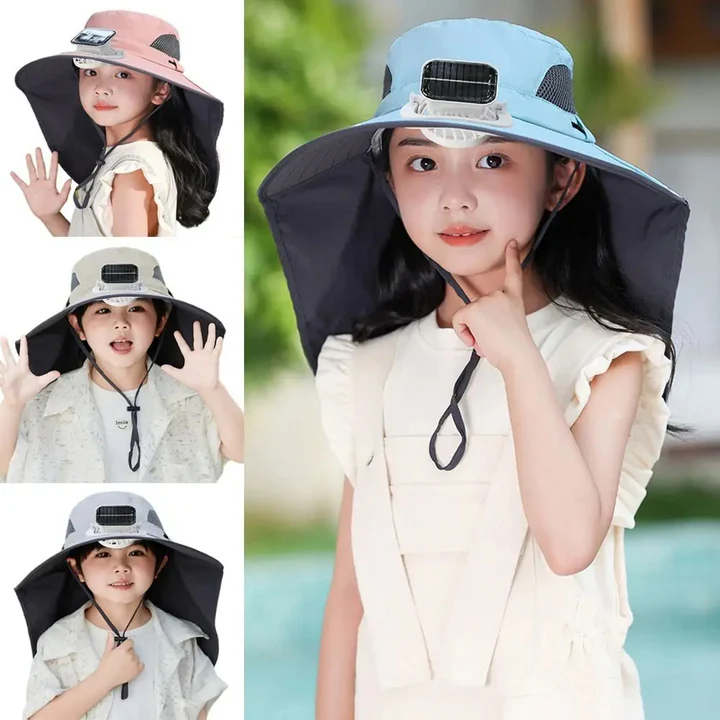 Adjustable Kids Solar Fan Hat | Bowlift