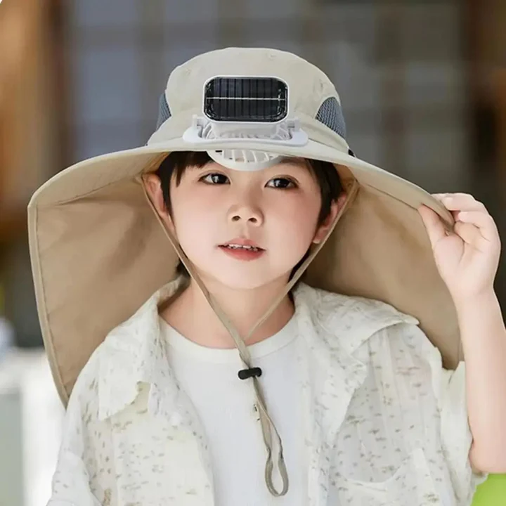 Adjustable Kids Solar Fan Hat | Bowlift
