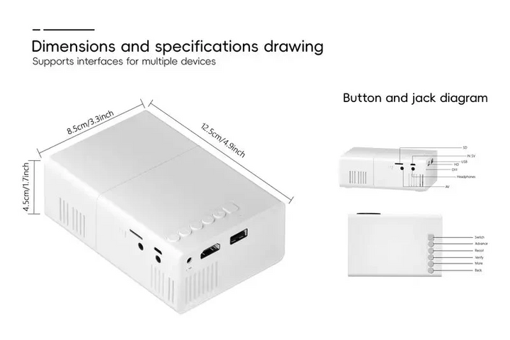 BowLift | HD 720p  Fast Focus  Portable Projector