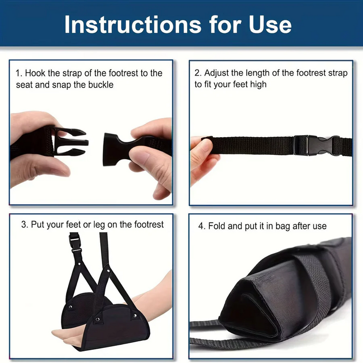 BowLift | 2-Pack Foot Hammock, Portable Travel & Under-Desk Leg Rest with Adjustable Straps