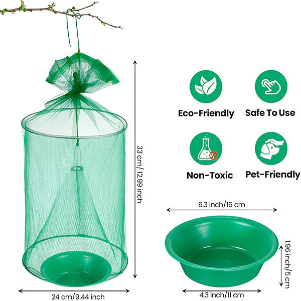 BowLift | Reusable Fly Trap, Outdoor Hanging Fly Catcher, Chemical-Free and Washable