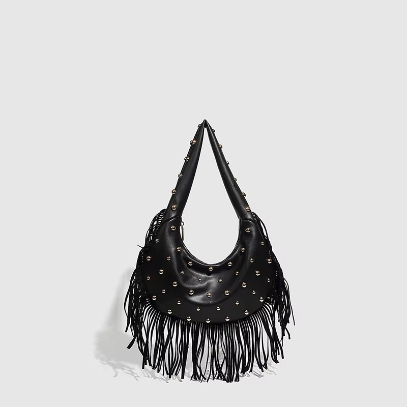 BowLift | Women's Bag Retro Pattern Suede Pattern with Fringe and Croissant Shape