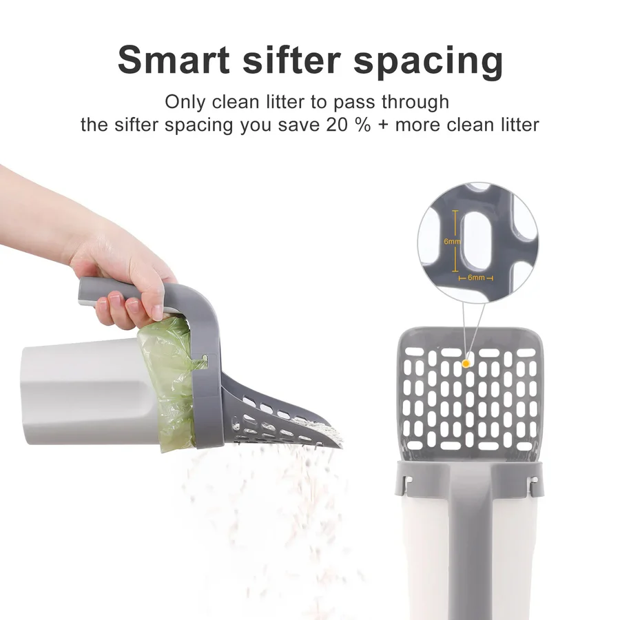 BowLift | All in One Cat Litter Scoop, Gray